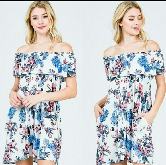FLORAL OFF SHOULDER DRESS - Picture 4 of 7